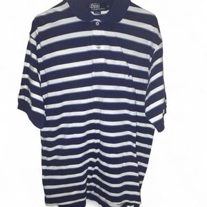 Ralph Lauren Men's Navy and White Striped Polo Shirt